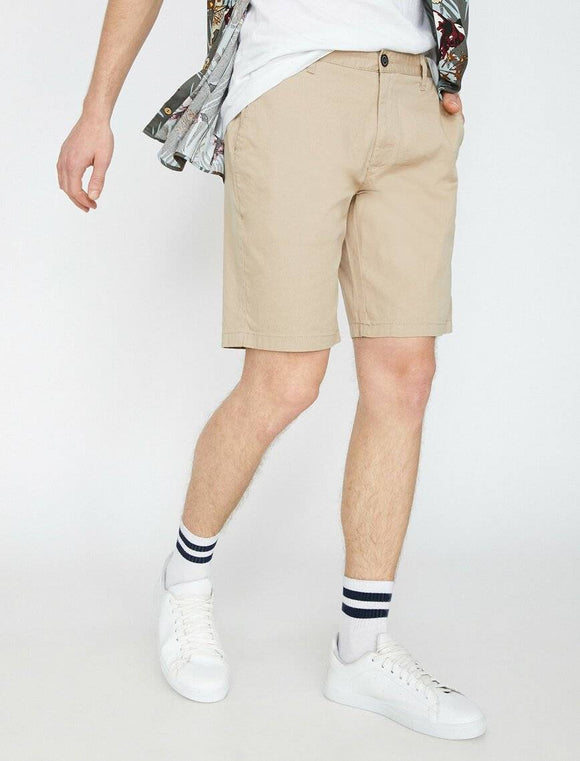 9799 Beige Pocket Detailed Short
