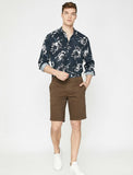 9803 Brown Pocket Detailed Short