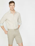 9833 Beige Pocket Detailed Short