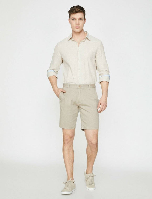 9833 Beige Pocket Detailed Short