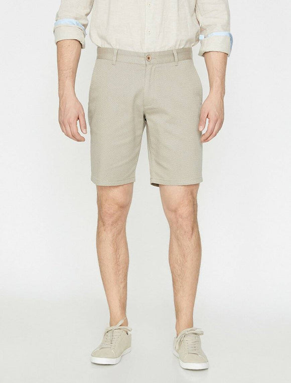 9833 Beige Pocket Detailed Short