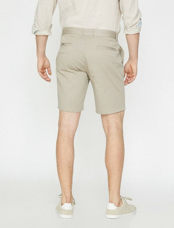 9833 Beige Pocket Detailed Short