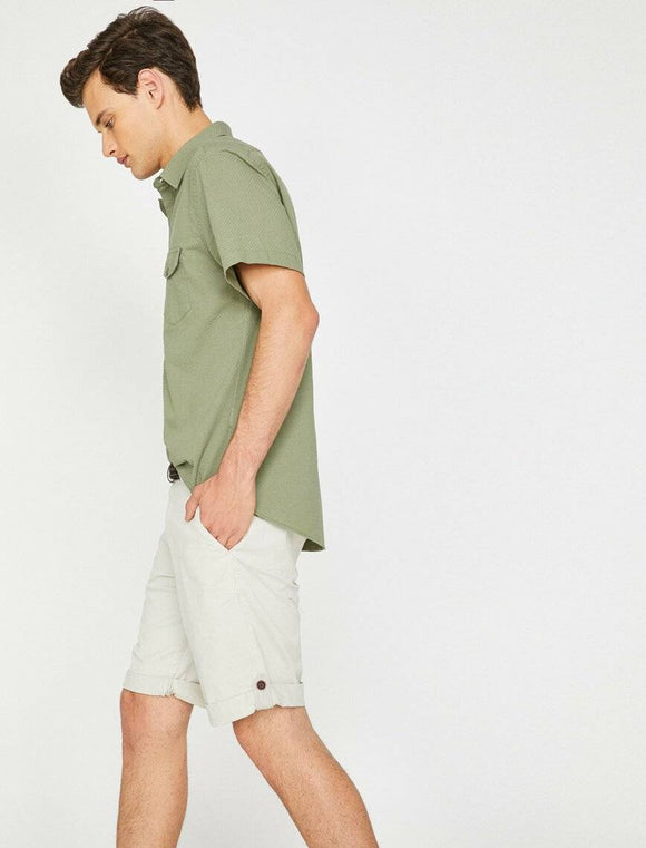9842 Ecru Pocket Detailed Short