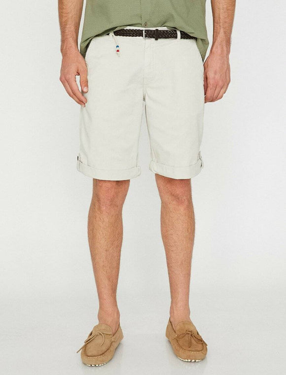 9842 Ecru Pocket Detailed Short