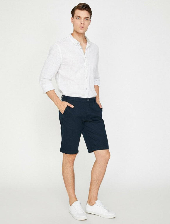 9869 Navy Blue Pocket Detailed Short