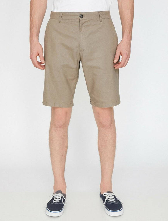 9873 Beige Pocket Detailed Short