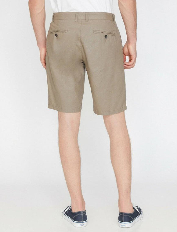 9873 Beige Pocket Detailed Short