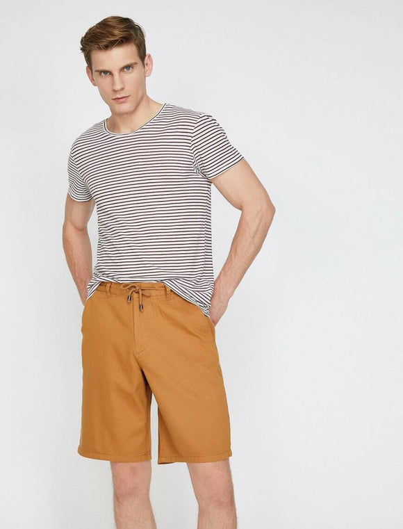 9893 Beige Tie Waist Short
