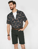 9909 Dark Green Pocket Detailed Short