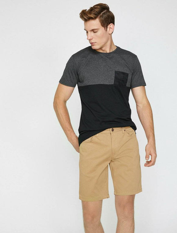 9953 Beige Pocket Detailed Short