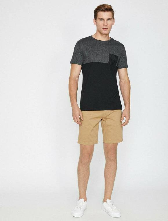 9953 Beige Pocket Detailed Short
