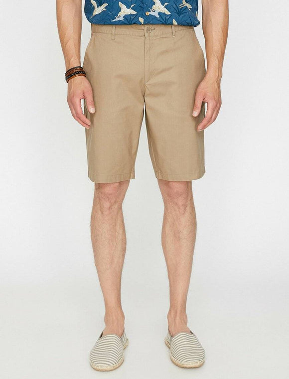 9999 Beige Pocket Detailed Short