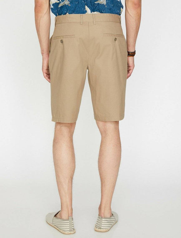 9999 Beige Pocket Detailed Short