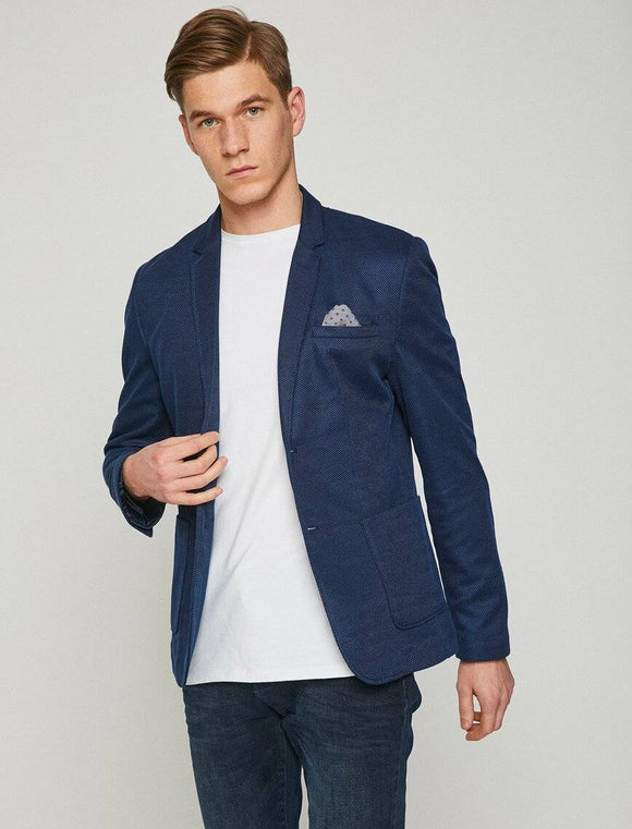 10810 Blue Pocket Detailed Blazer
