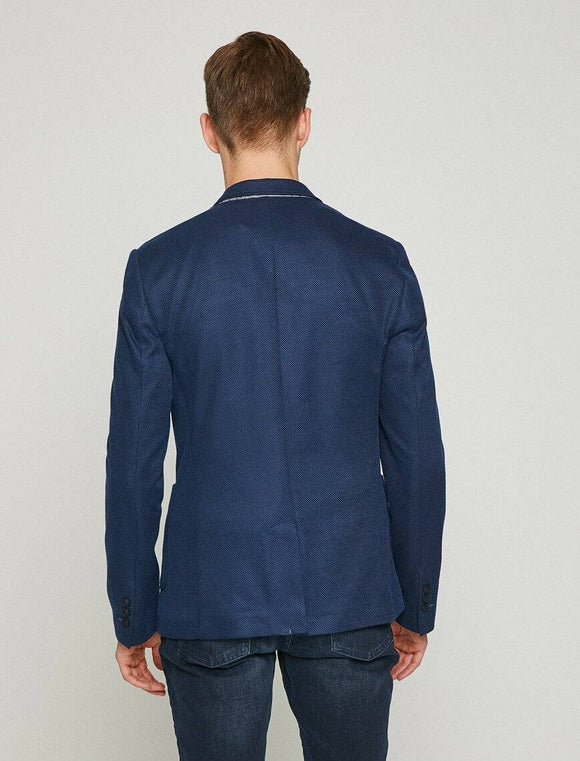 10810 Blue Pocket Detailed Blazer