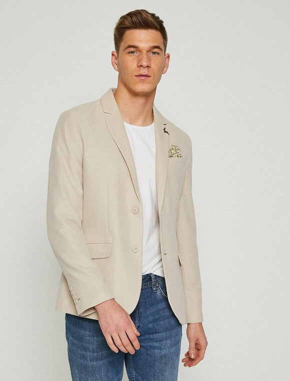 10820 Beige Plain Blazer