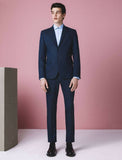 10822 Navy Plain Classic Collar Blazer