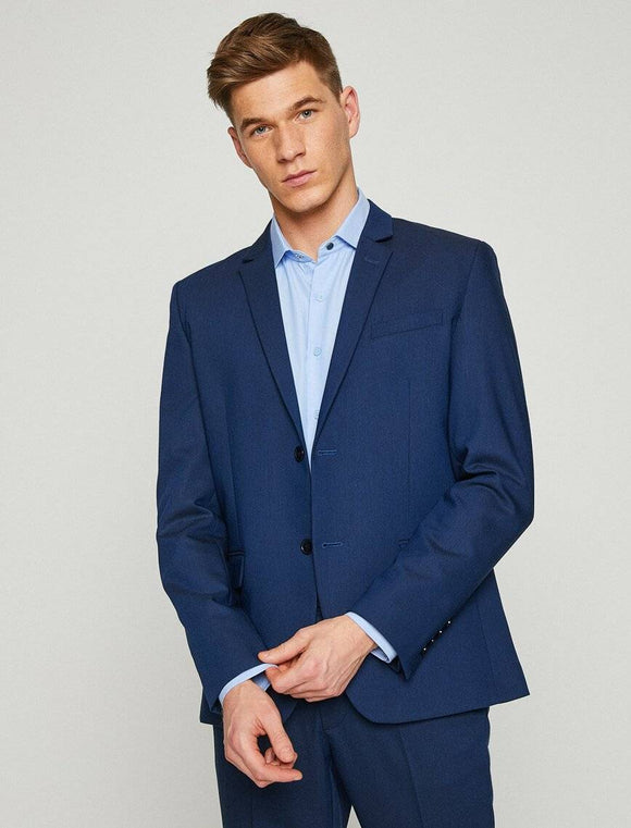 10822 Navy Plain Classic Collar Blazer