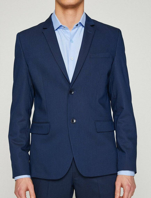 10822 Navy Plain Classic Collar Blazer