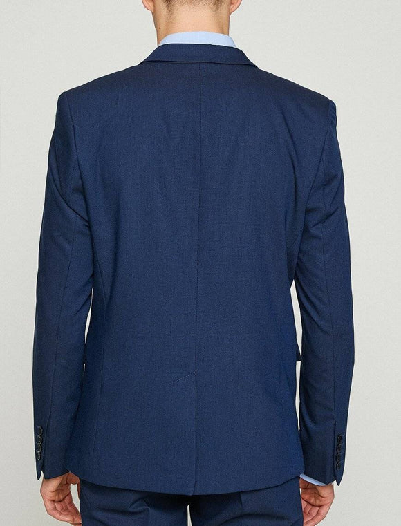 10822 Navy Plain Classic Collar Blazer