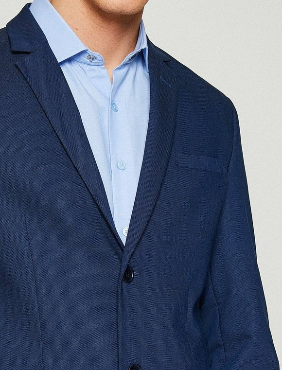 10822 Navy Plain Classic Collar Blazer