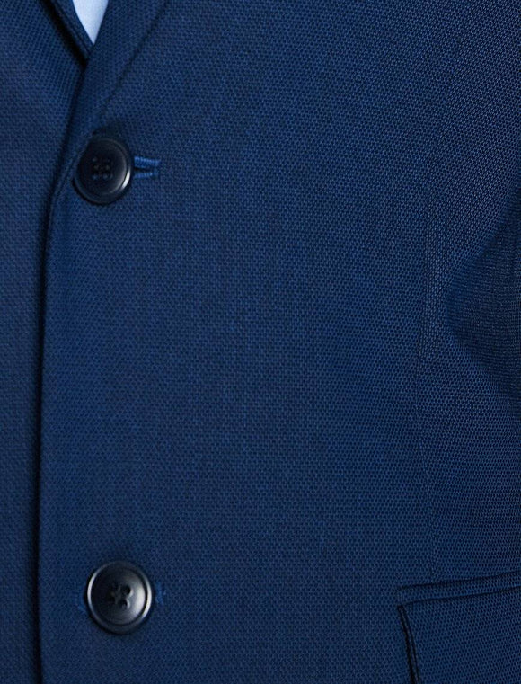 10822 Navy Plain Classic Collar Blazer