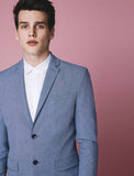 10836 Blue Self Patterned Blazer