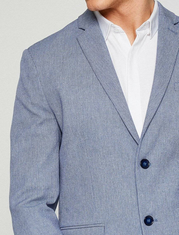 10836 Blue Self Patterned Blazer