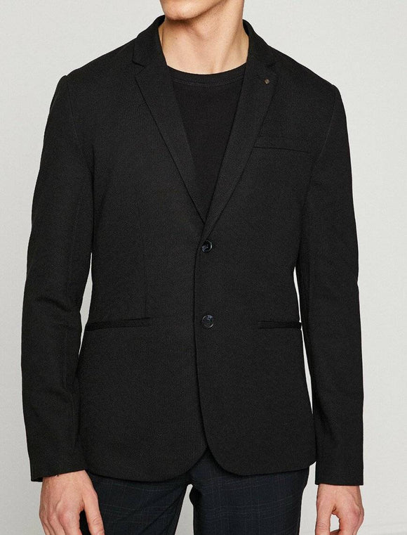 10840 Black Button Detailed Blazer