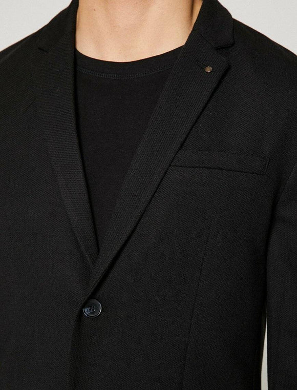 10840 Black Button Detailed Blazer