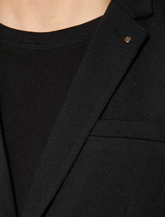 10840 Black Button Detailed Blazer