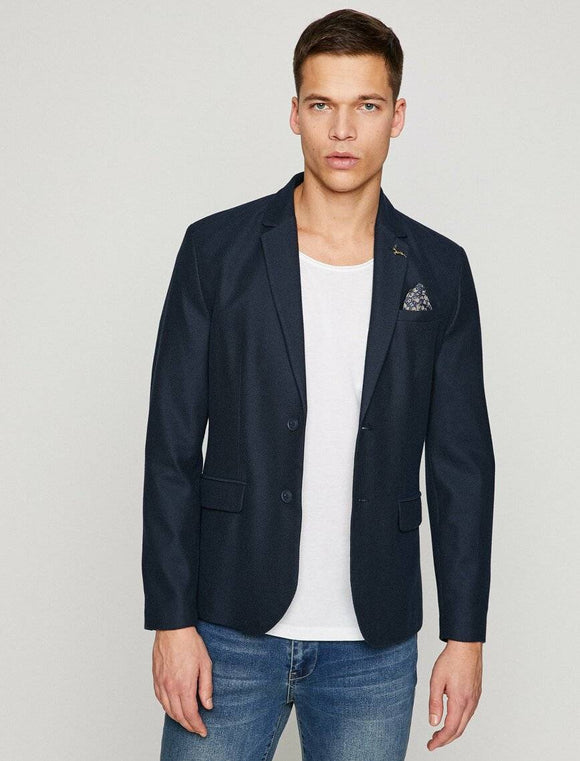 10845 Navy Self Patterned Blazer