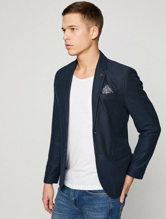 10845 Navy Self Patterned Blazer