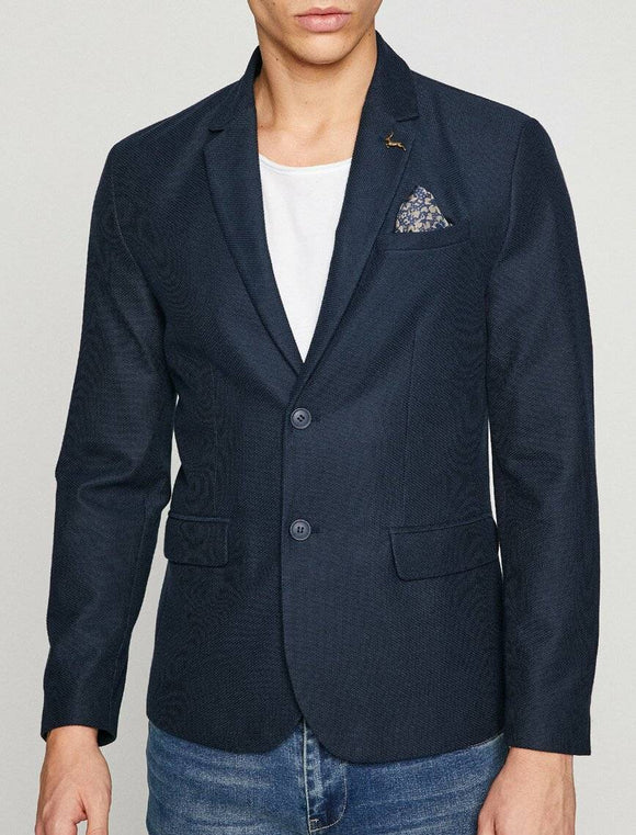 10845 Navy Self Patterned Blazer
