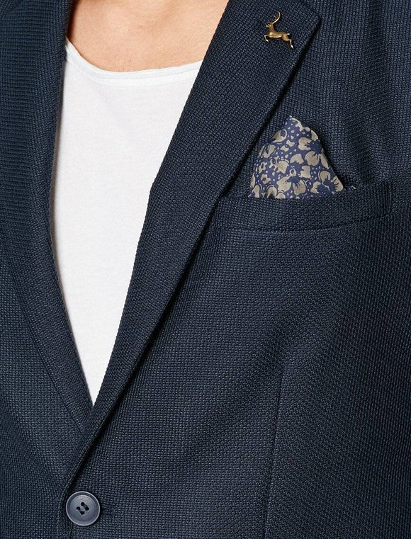 10845 Navy Self Patterned Blazer