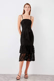 11604 Black Bow Detail Lace Dress