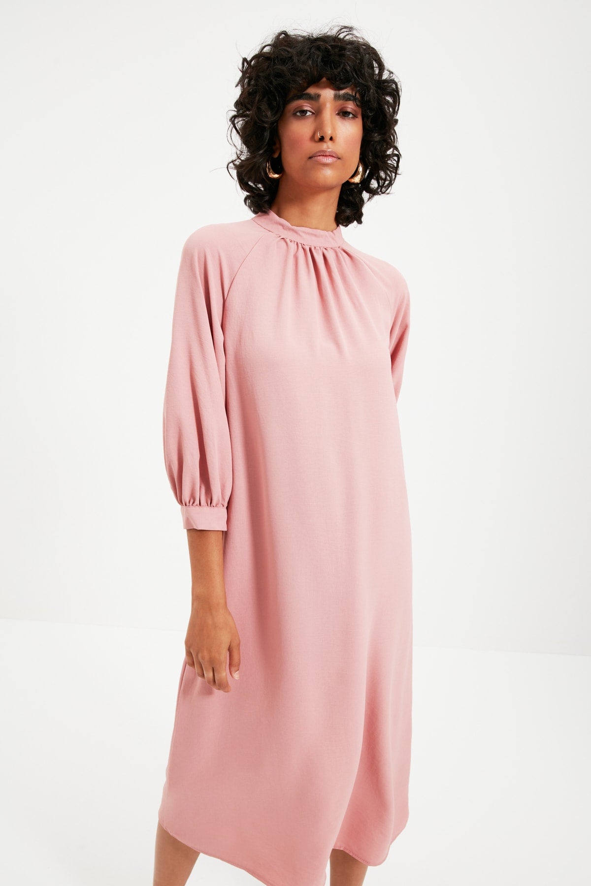 1897b Dusty Pink Midi Dress - Poised Fashion | Work Dresses | AMP