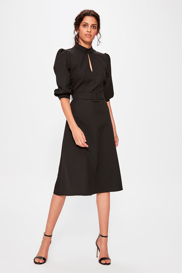  Black Waistt Detail Dress TWOAW20EL1124 