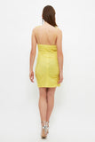 20505 Yellow Draped Strap Dress