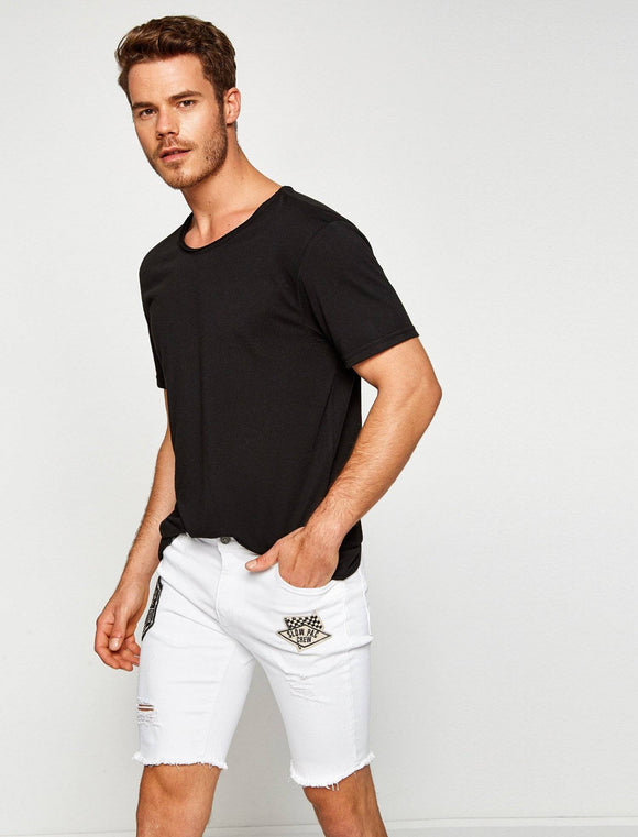 3110092 White Ripped Shorts