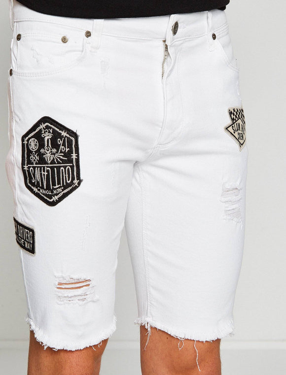 3110092 White Ripped Shorts