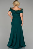18106 Jade Green Off-Shoulder Slit Mermaid Dress
