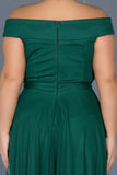 18166 Green Off-Shoulder Tulle Dress