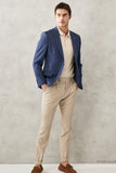 30011 Navy Blue Slim Fit Patterned Casual Jacket