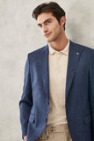 30011 Navy Blue Slim Fit Patterned Casual Jacket