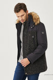 30083 Navy Blue Removable Hooded Cold Proof Wool Coat