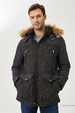 30083 Navy Blue Removable Hooded Cold Proof Wool Coat