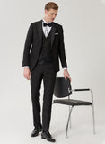 20382 Black 3 Piece Tuxedo Groom Suit