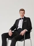 20383 Black Patterned Tuxedo Groom Suit