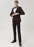 20379 Black-Burgundy Patterned Tuxedo For Men